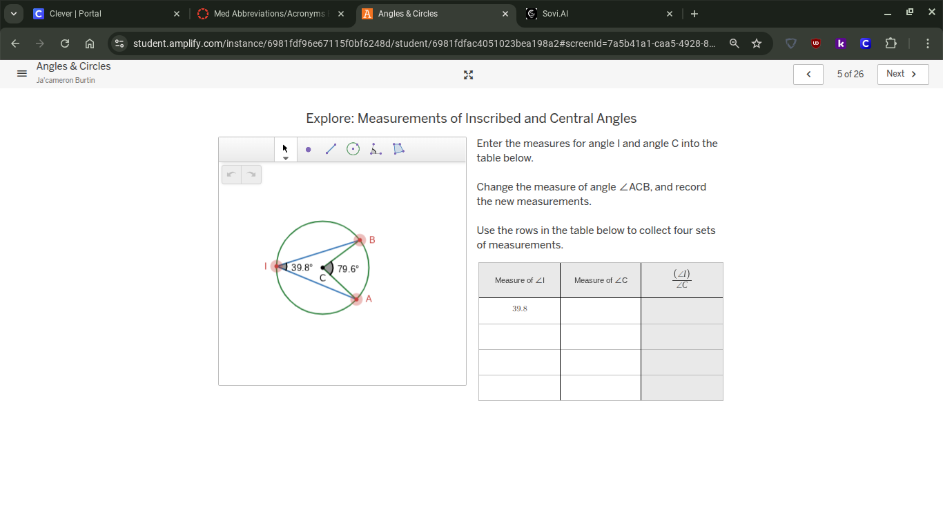 explore: measurements of inscribed and central angles enter the measure…