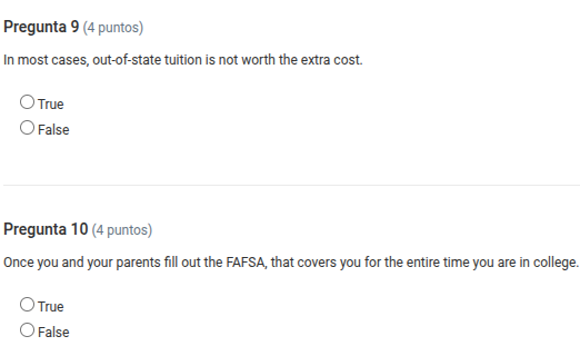 pregunta 9 (4 puntos) in most cases, out - of - state tuition is not wo…