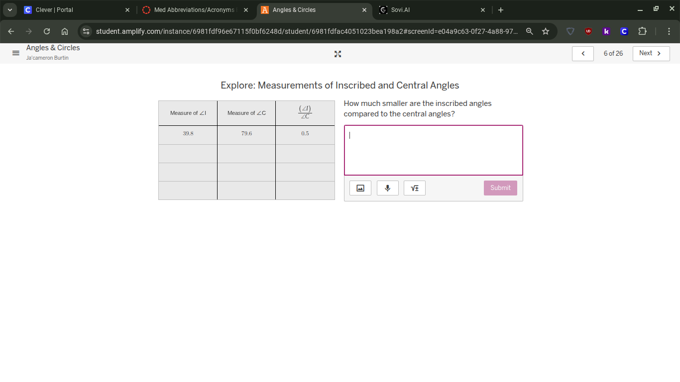 explore: measurements of inscribed and central angles measure of \\(\\a…