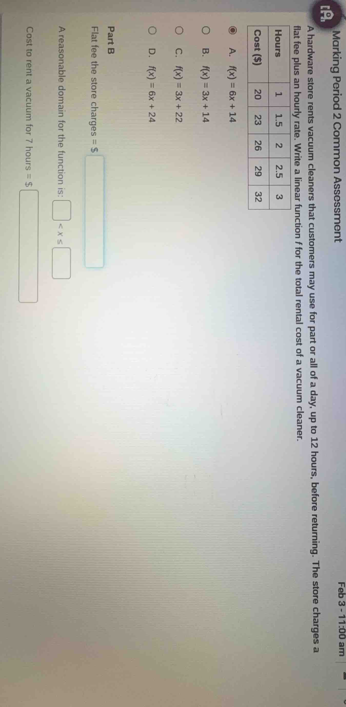 marking period 2 common assessment feb 3 - 11:00 am a hardware store re…