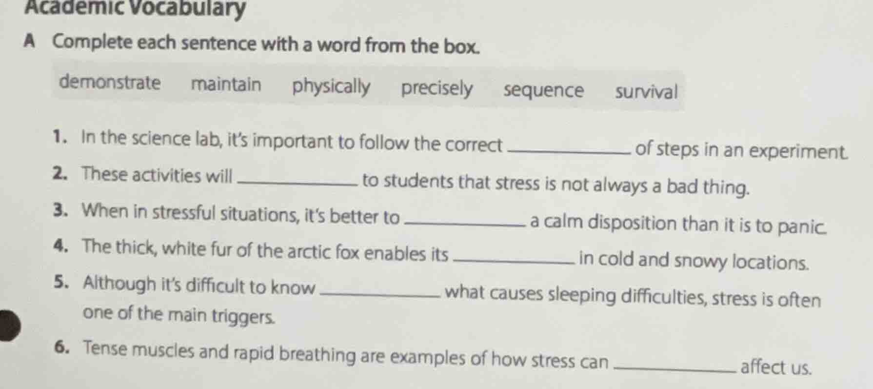 academic vocabulary a complete each sentence with a word from the box. …