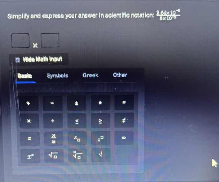 simplify and express your answer in scientific notation: \\(\\frac{2.64…