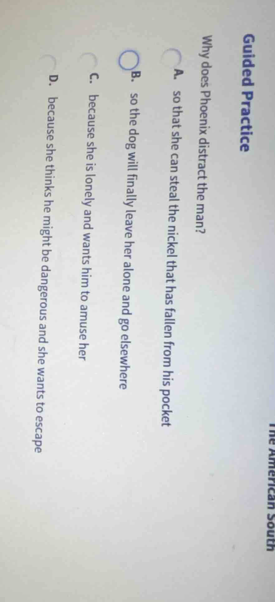 guided practice why does phoenix distract the man? a. so that she can s…