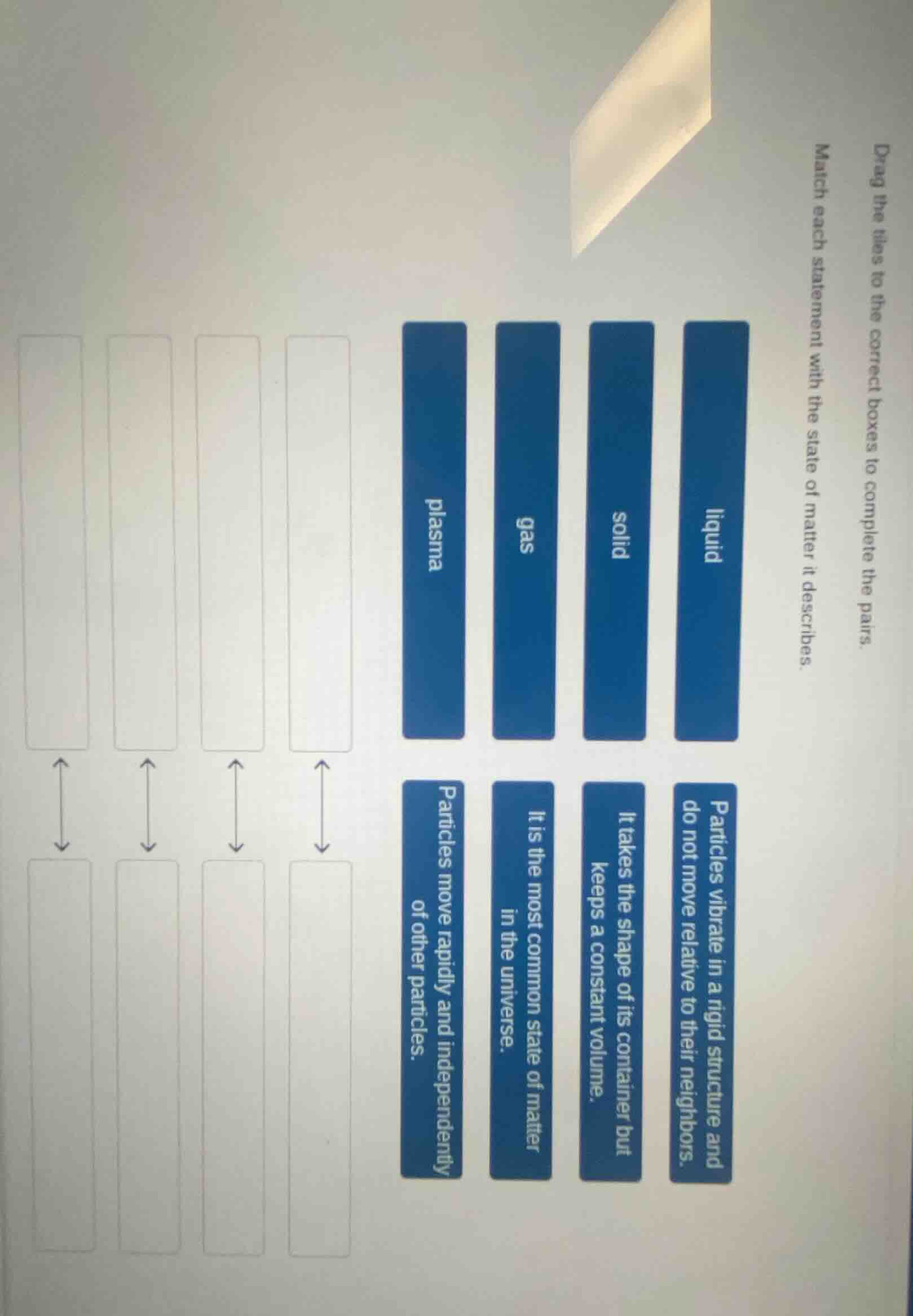drag the tiles to the correct boxes to complete the pairs. match each s…