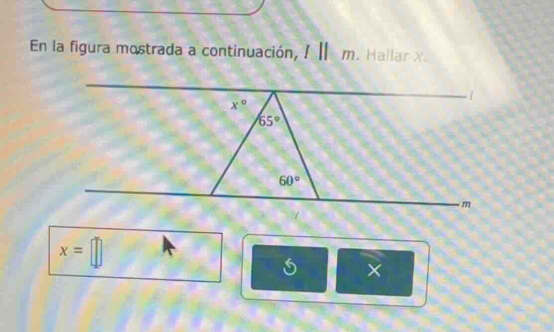 en la figura mostrada a continuación, ( l parallel m ). hallar ( x ).