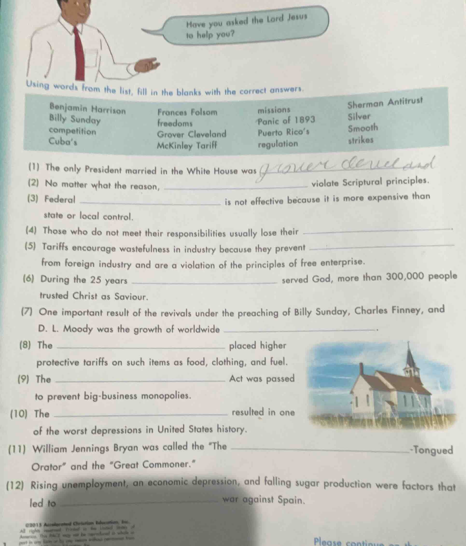 using words from the list, fill in the blanks with the correct answers.…