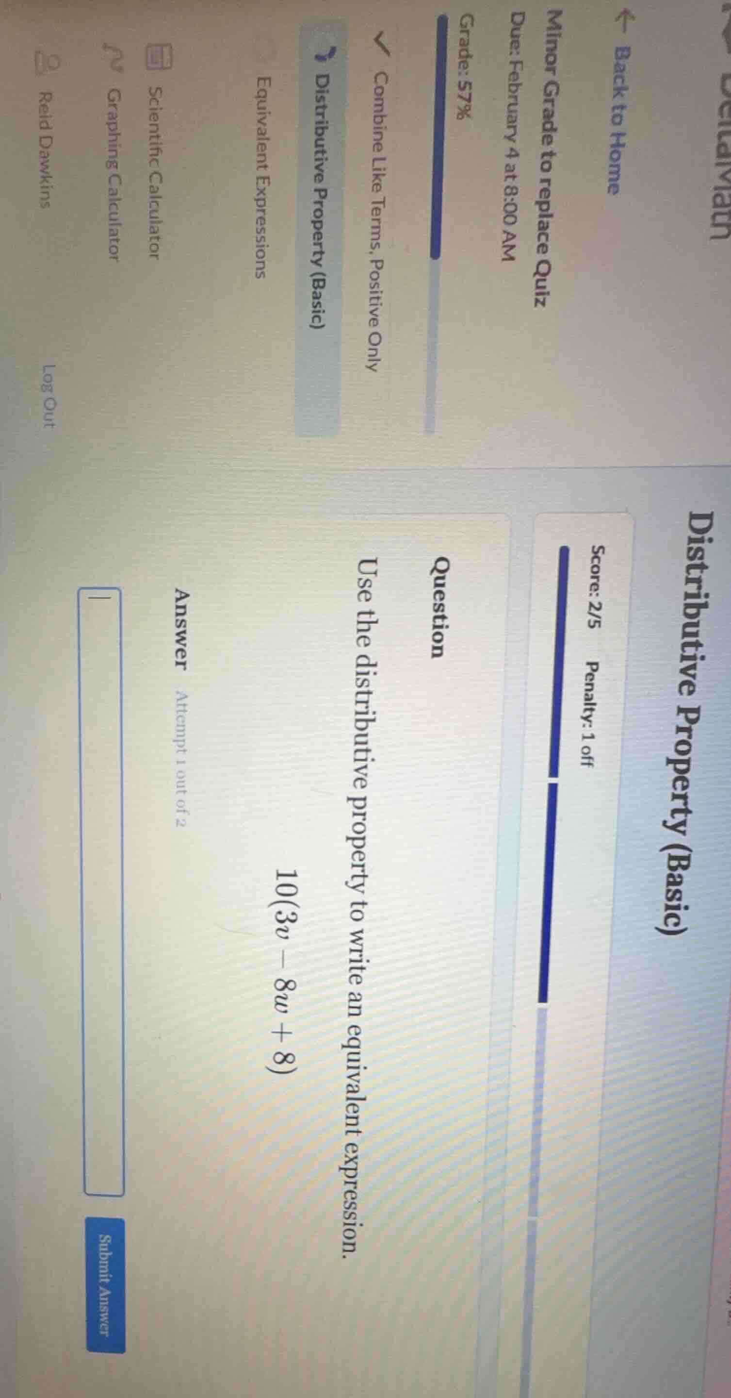 question use the distributive property to write an equivalent expressio…