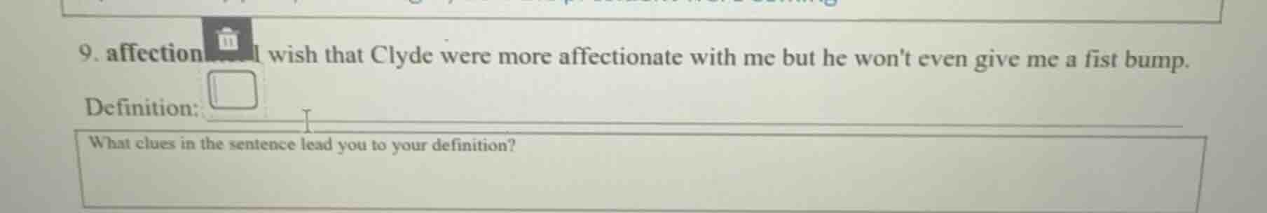 9. affection i wish that clyde were more affectionate with me but he wo…