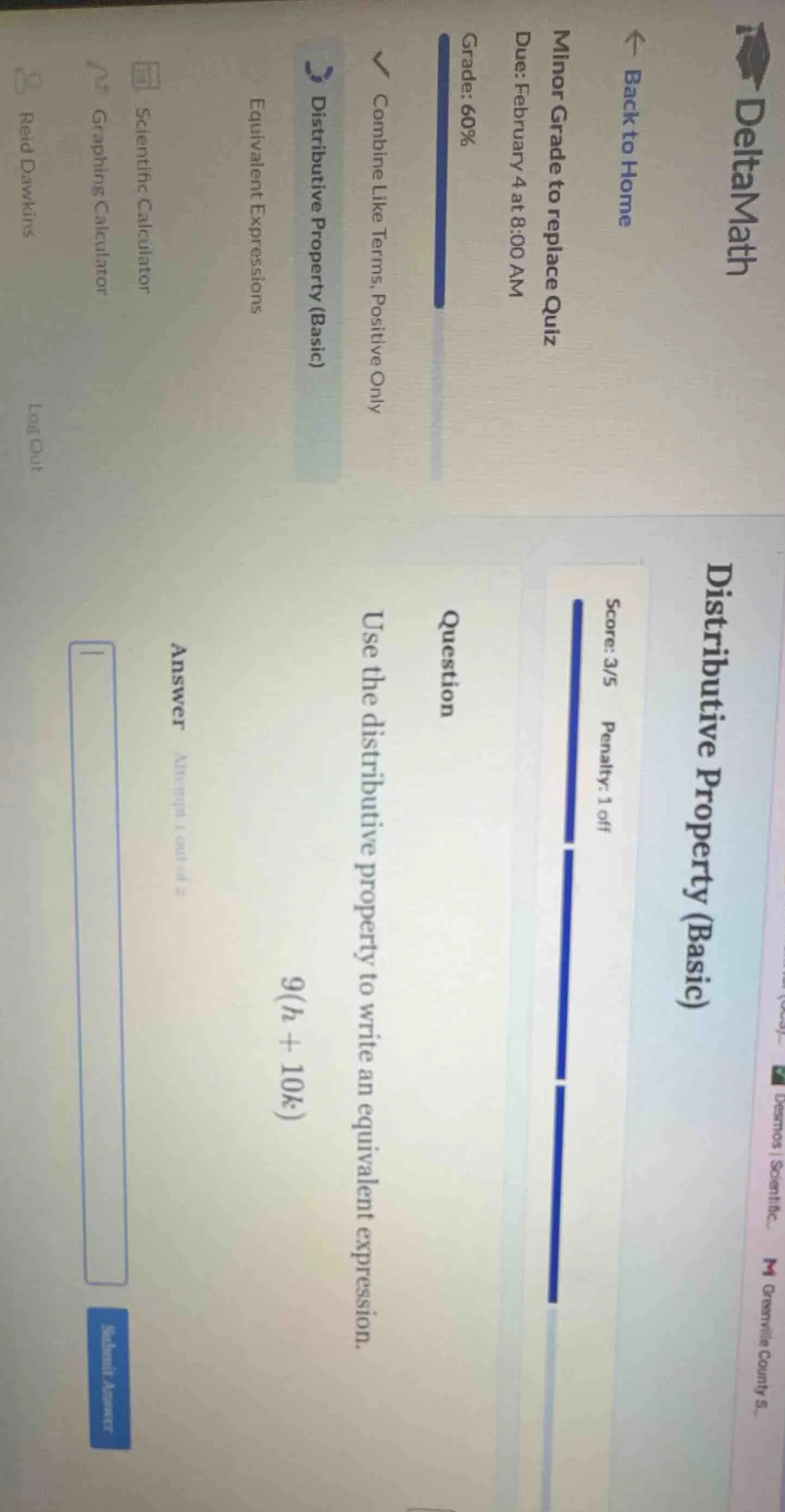 question use the distributive property to write an equivalent expressio…