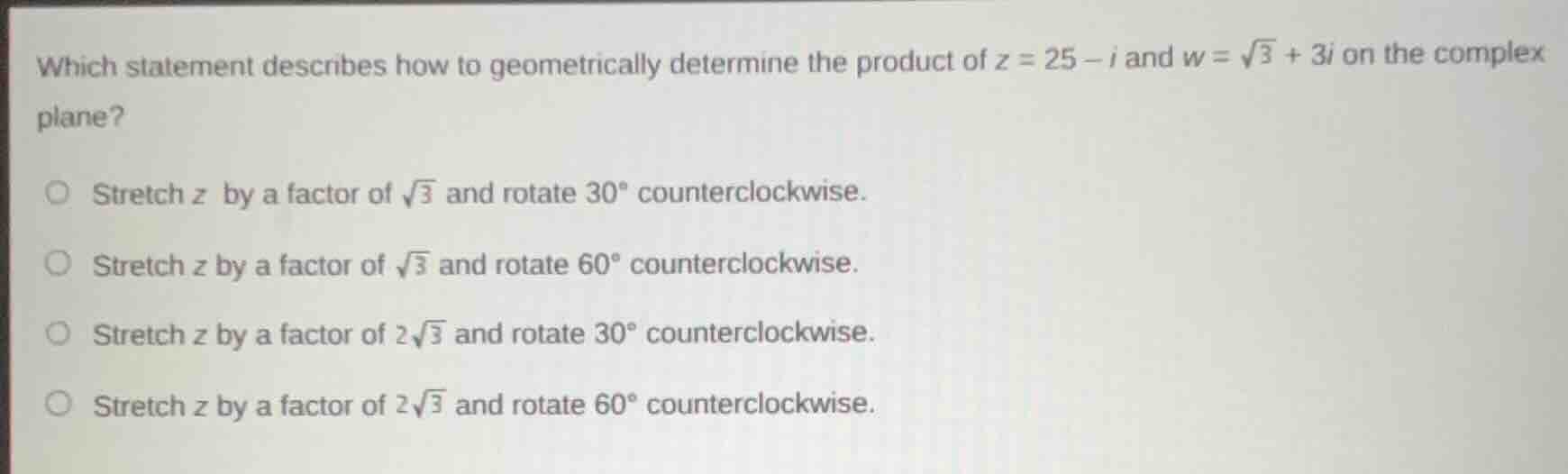 which statement describes how to geometrically determine the product of…