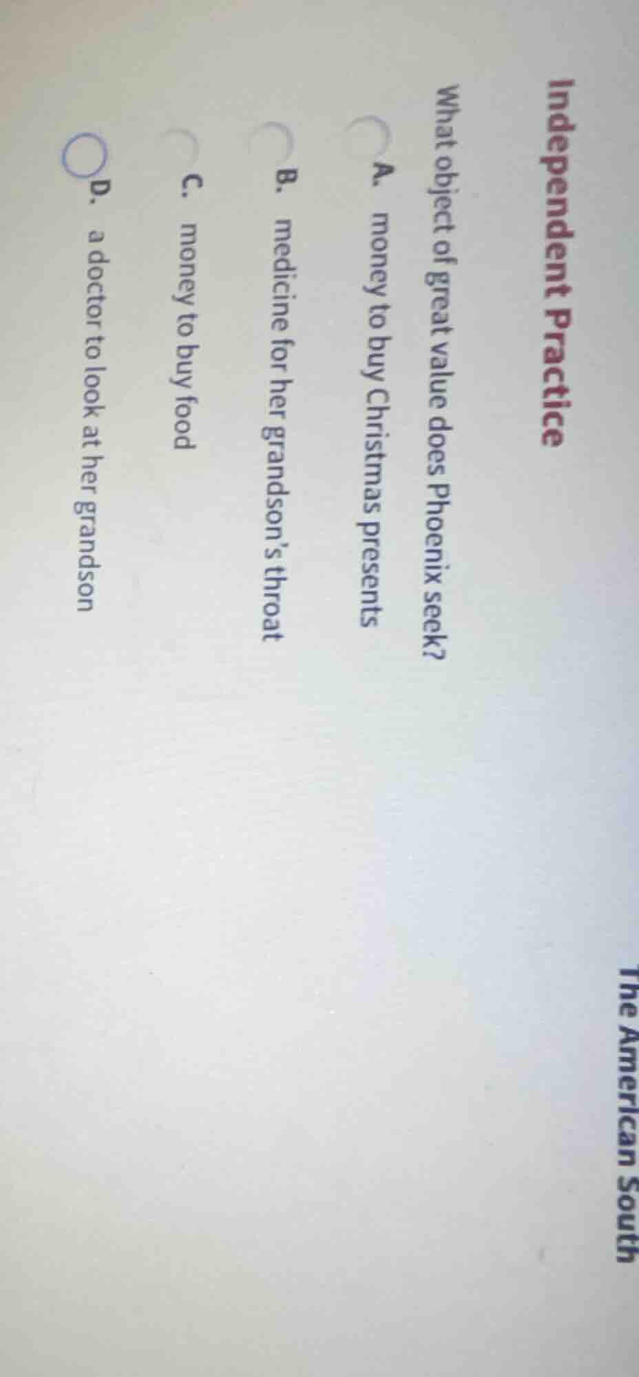 independent practice what object of great value does phoenix seek? a. m…