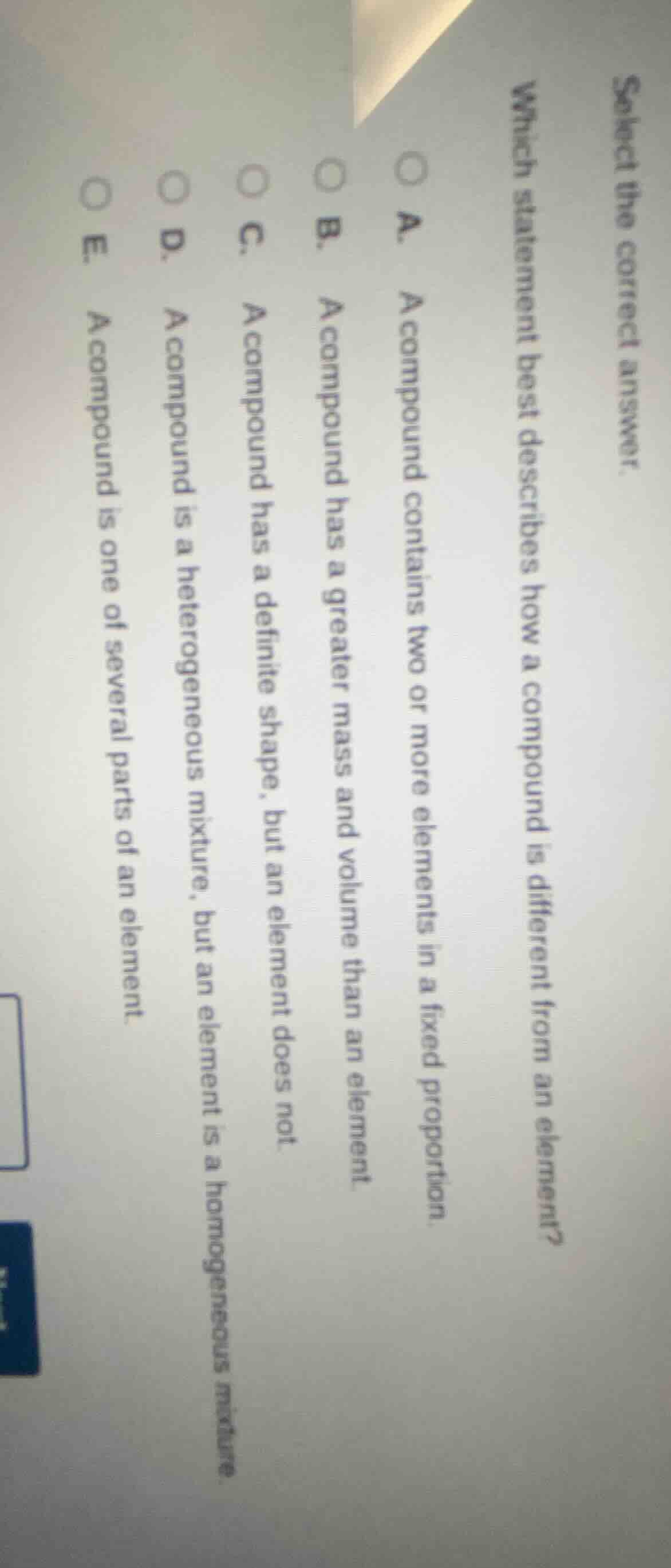 select the correct answer. which statement best describes how a compoun…