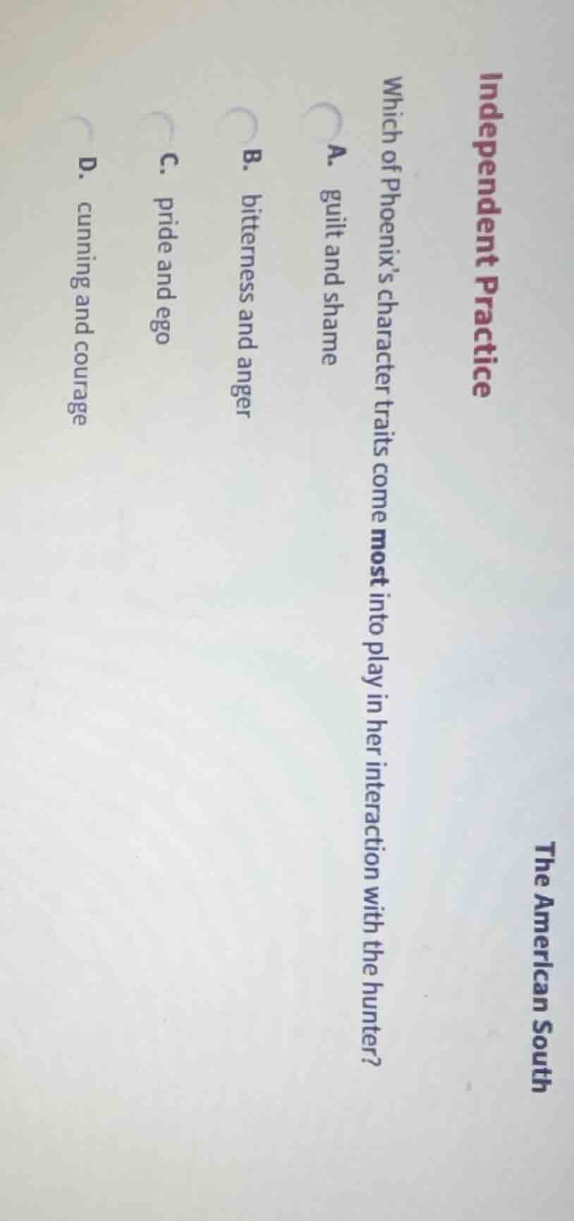 independent practice which of phoenix’s character traits come most into…