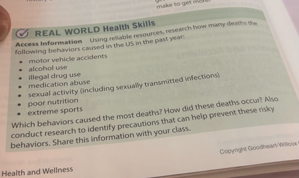 real world health skills access information using reliable resources, r…