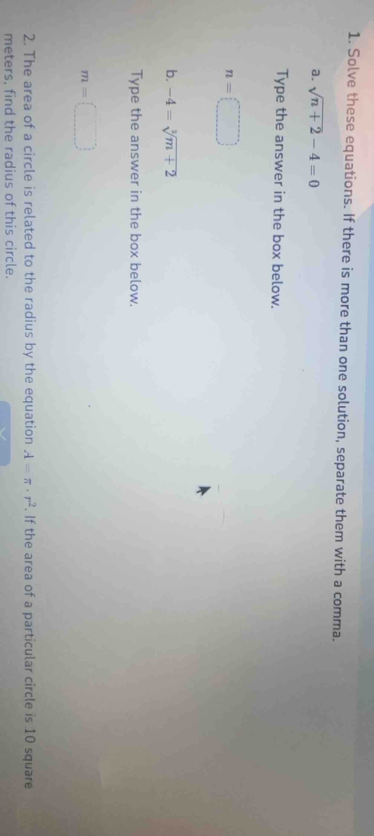 1. solve these equations. if there is more than one solution, separate …