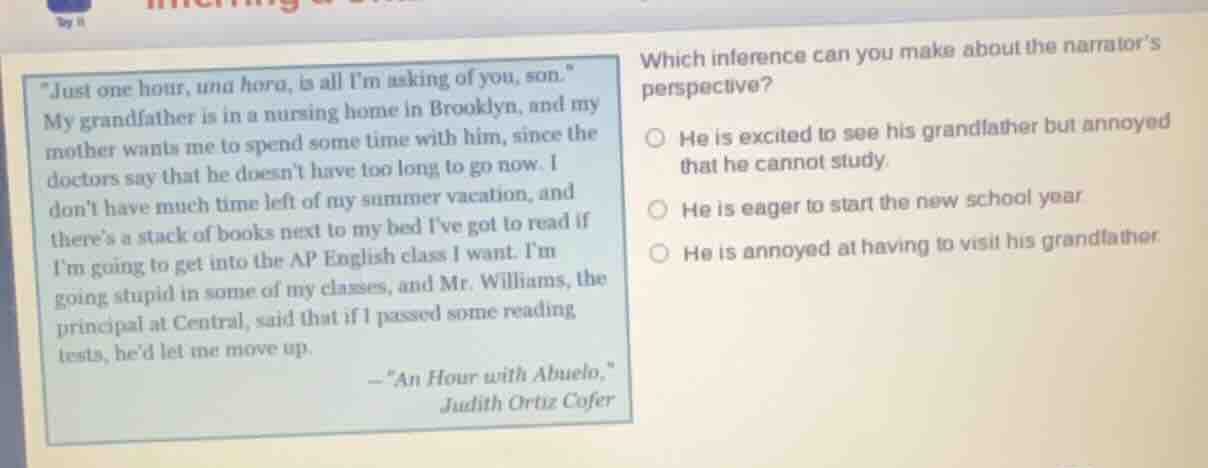 \just one hour, una hora, is all im asking of you, son.\ my grandfather…