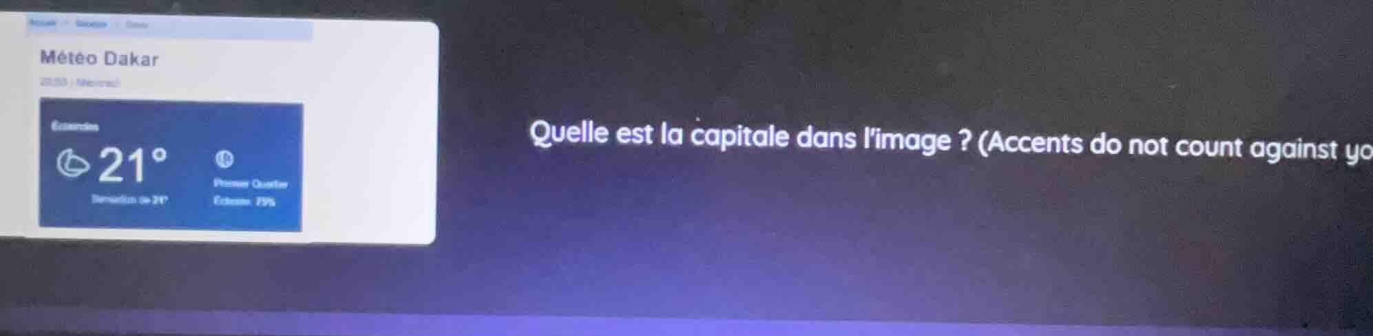 météo dakar quelle est la capitale dans limage ? (accents do not count …