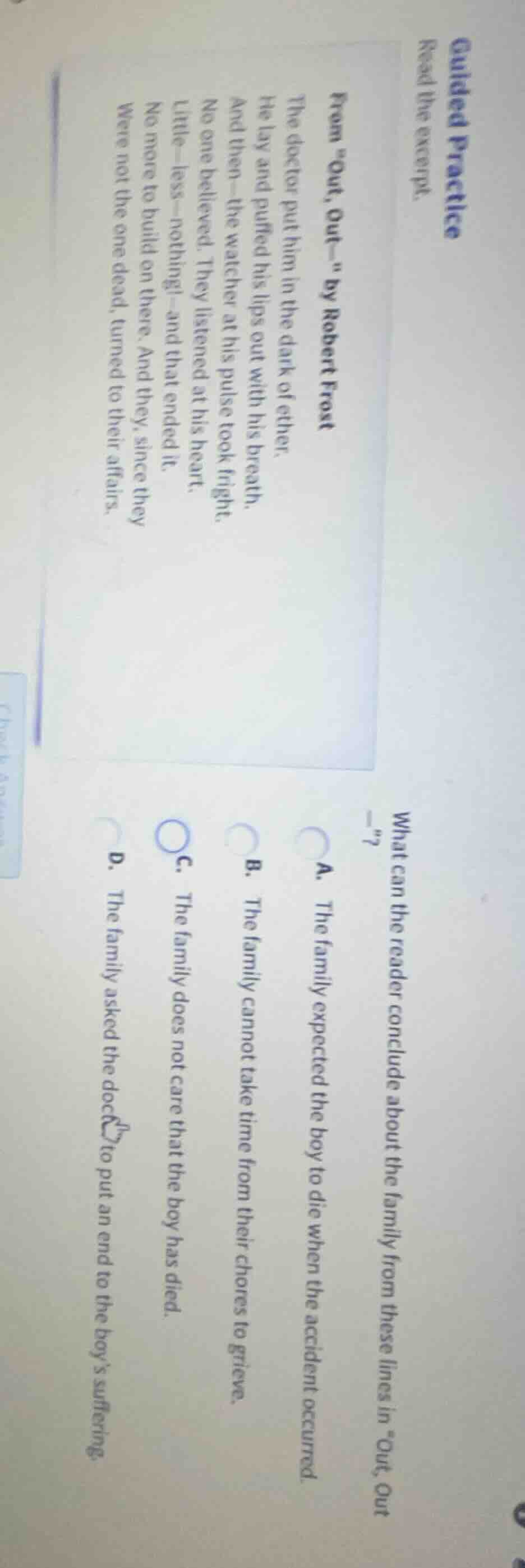 guided practice read the excerpt. from \out, out—\ by robert frost the …