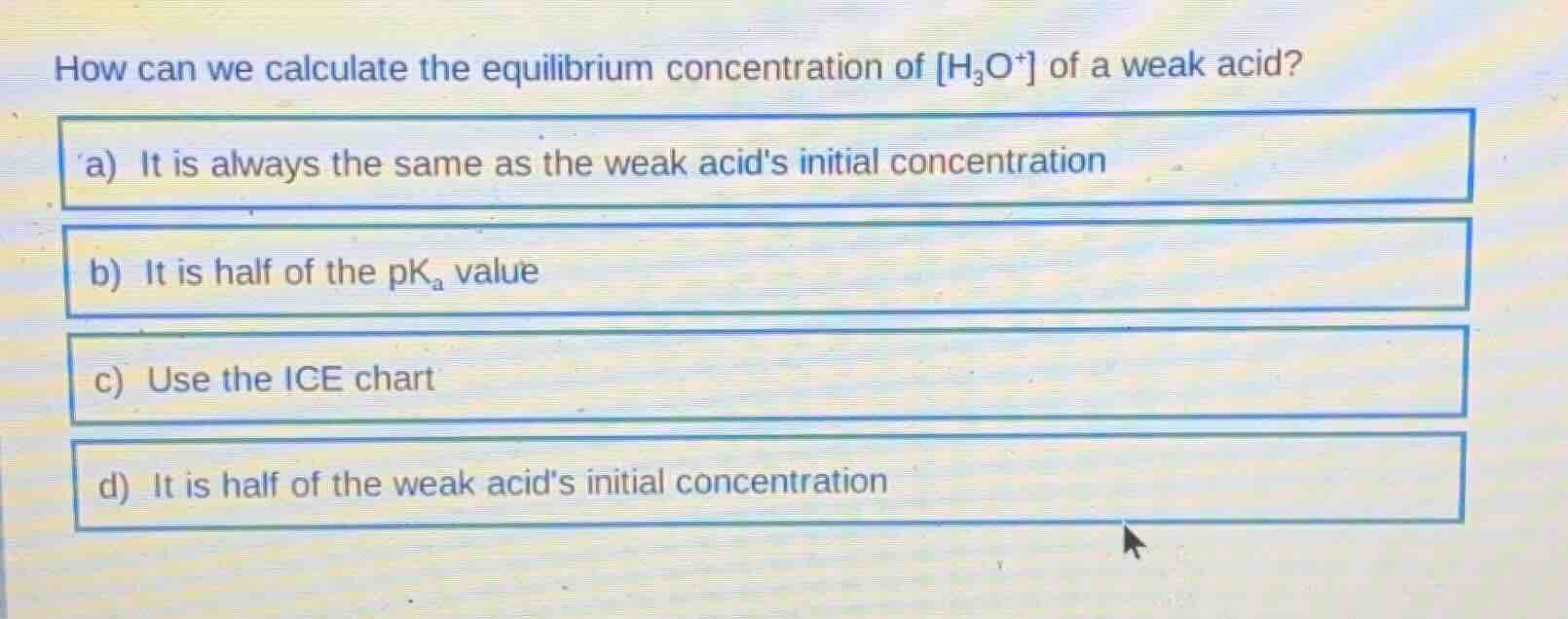 how can we calculate the equilibrium concentration of $\\ce{h3o+}$ of a…