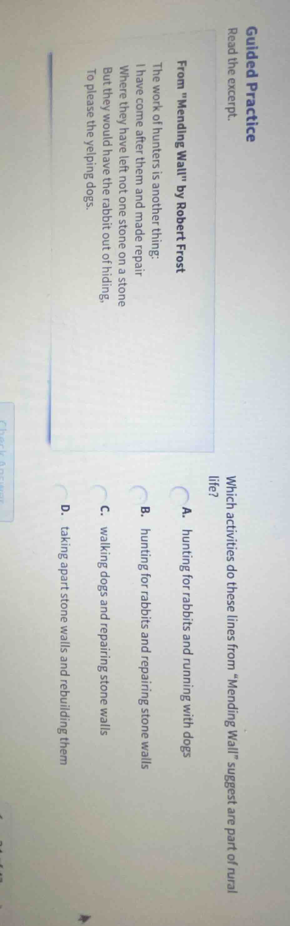 guided practice read the excerpt. from \mending wall\ by robert frost t…