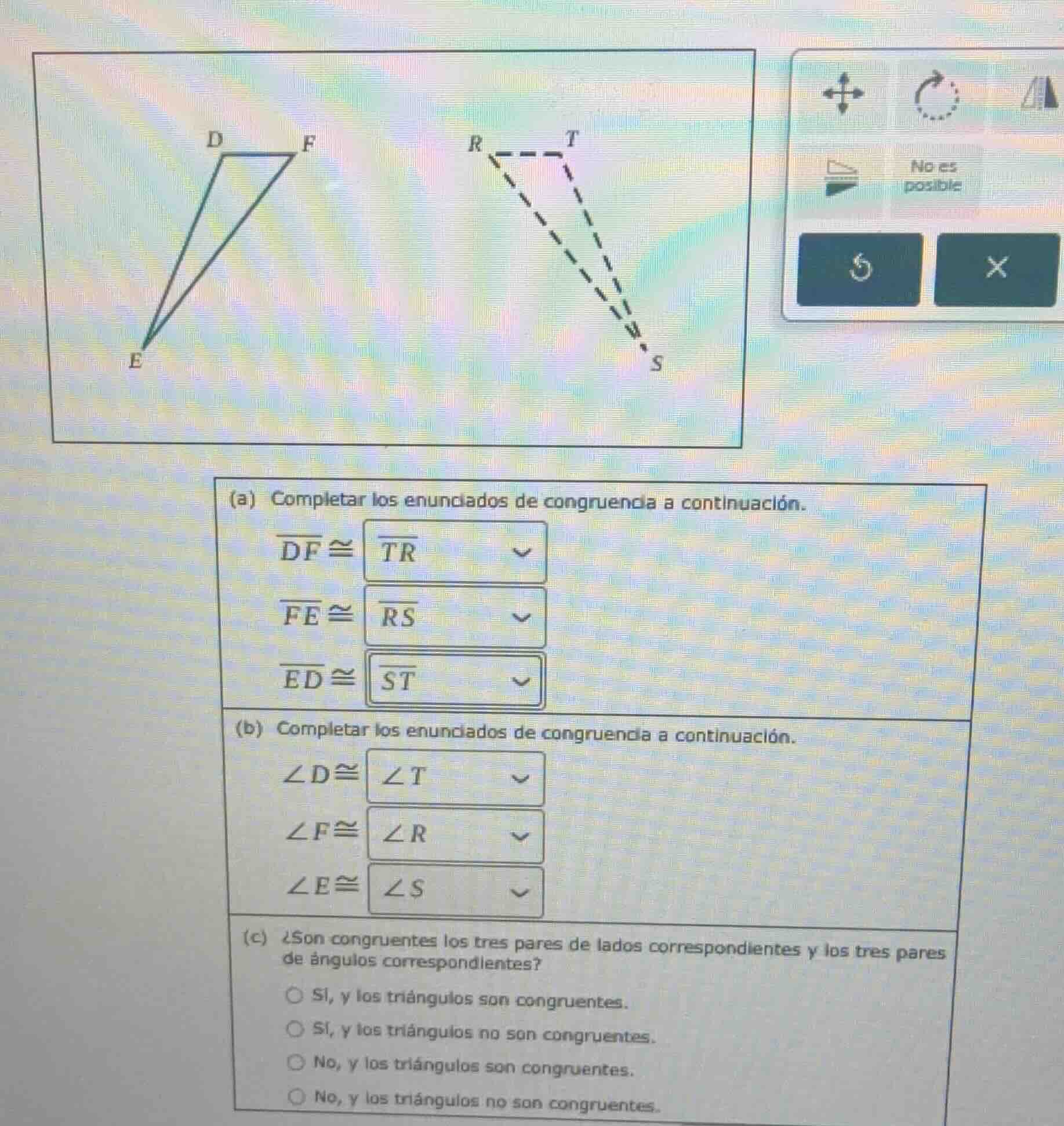 (a) completar los enunciados de congruencia a continuación. \\(overline…