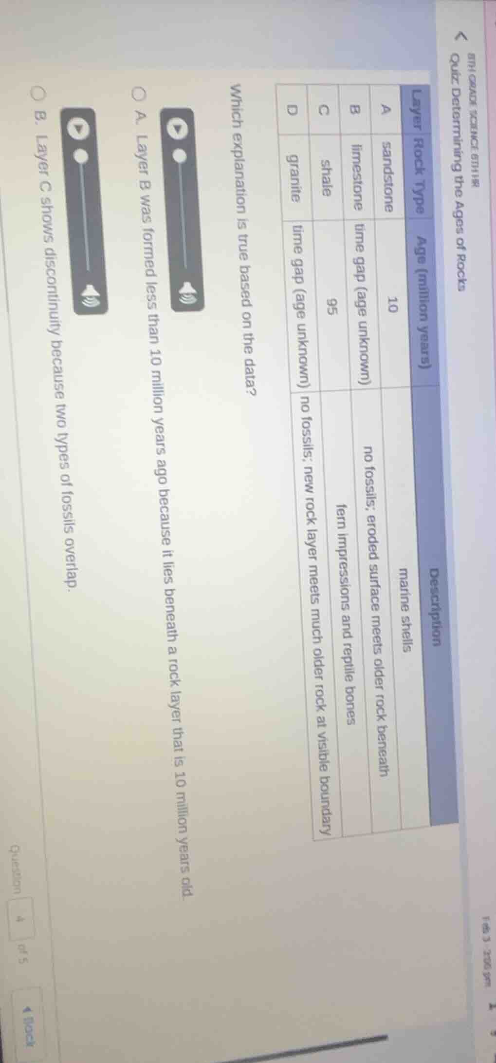 quiz determining the ages of rocks 8th grade science 6thhr layer rock t…