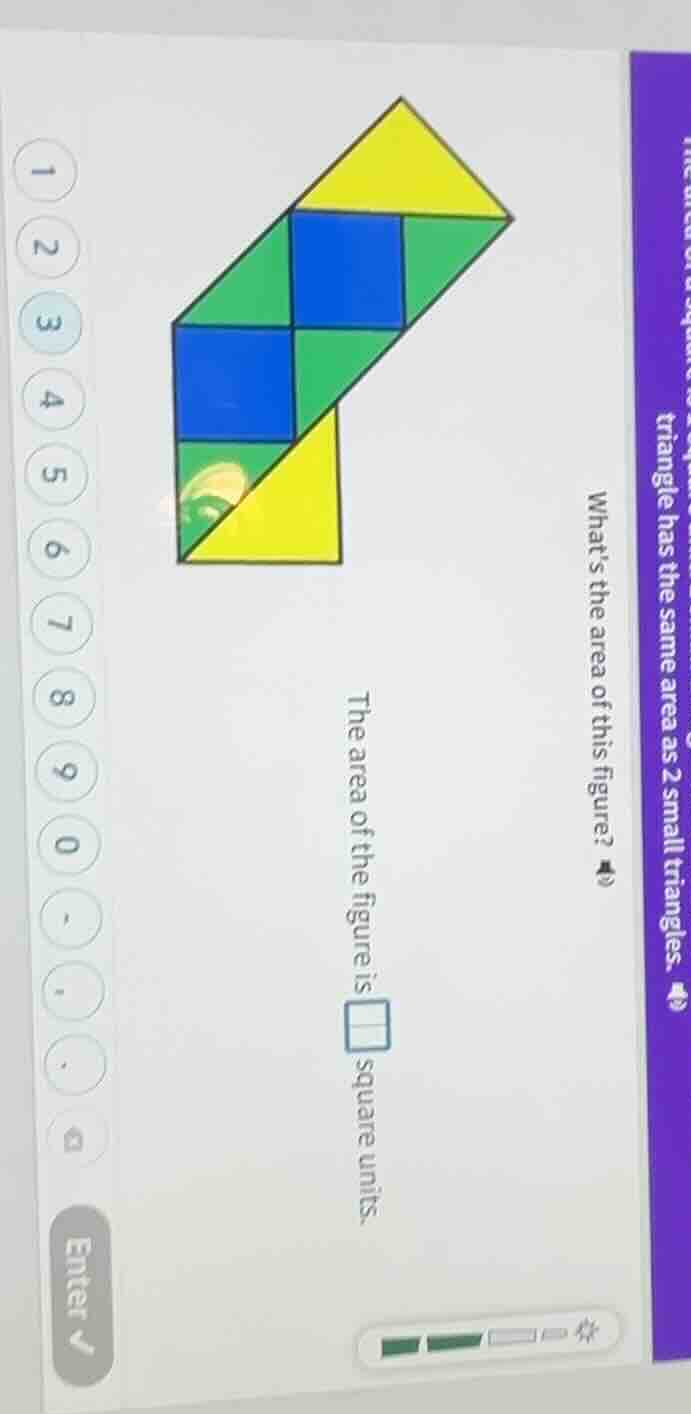 triangle has the same area as 2 small triangles. whats the area of this…