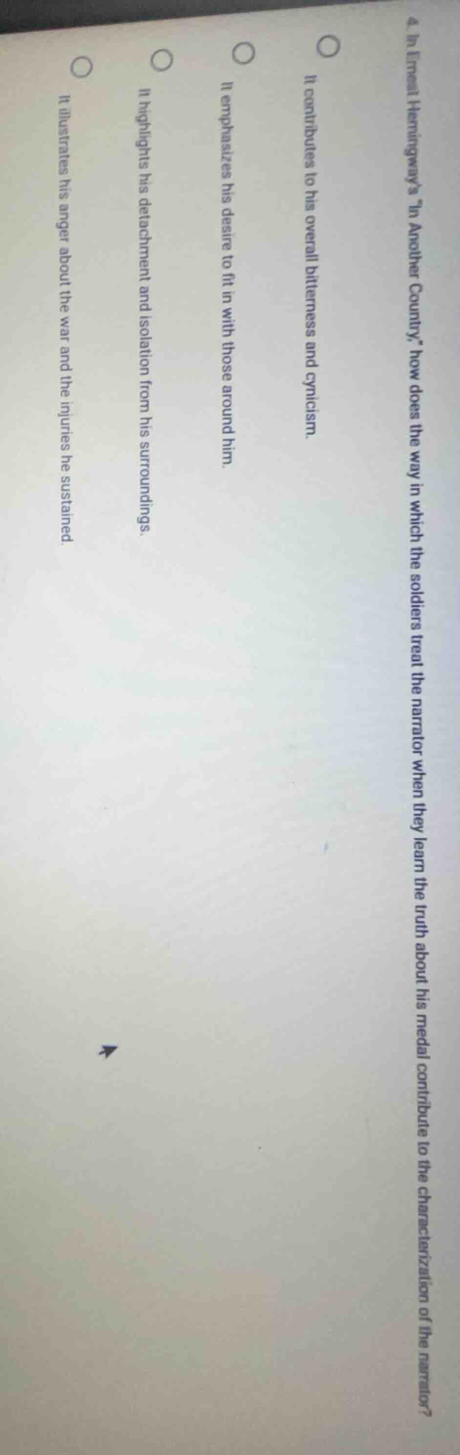 4. in ernest hemingway’s “in another country,” how does the way in whic…