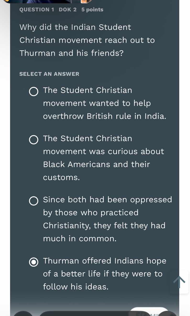 question 1 dok 2 5 points why did the indian student christian movement…