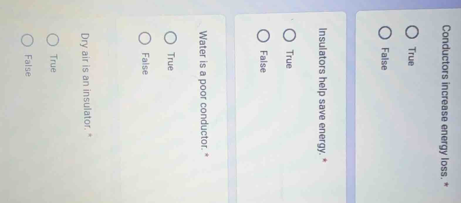 conductors increase energy loss. true false insulators help save energy…
