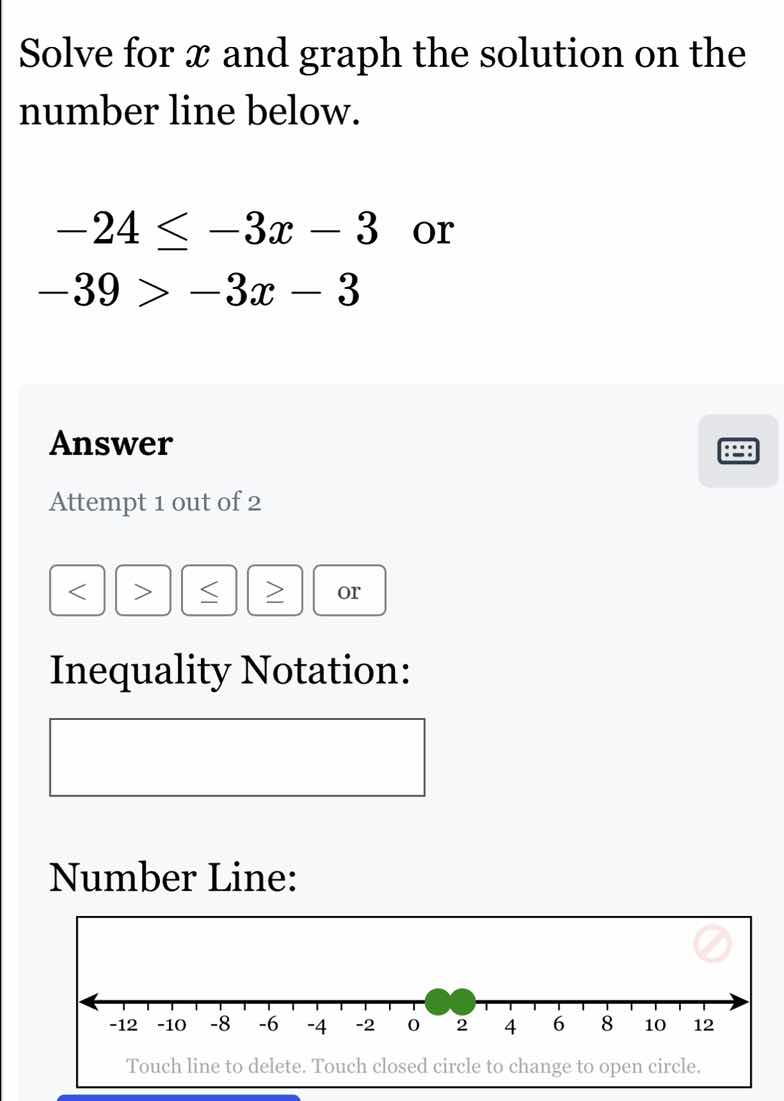 solve for ( x ) and graph the solution on the number line below. ( -24 …