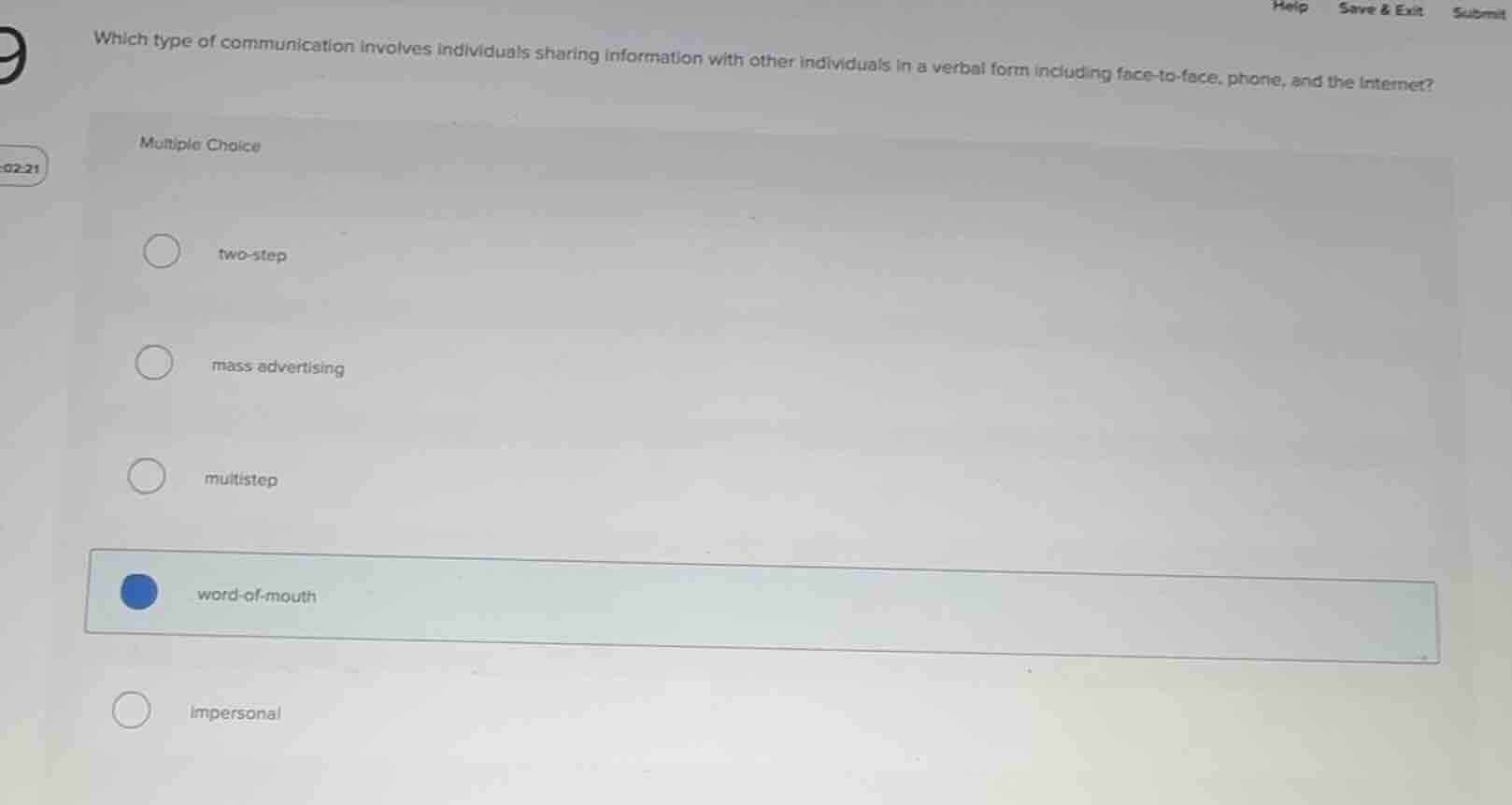 which type of communication involves individuals sharing information wi…