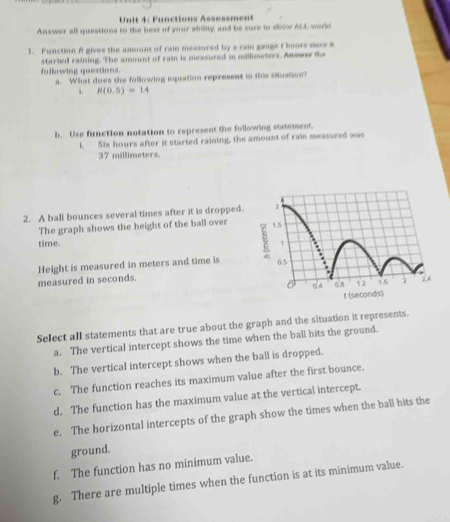 unit 4: functions assignment answer all questions to the best of your a…