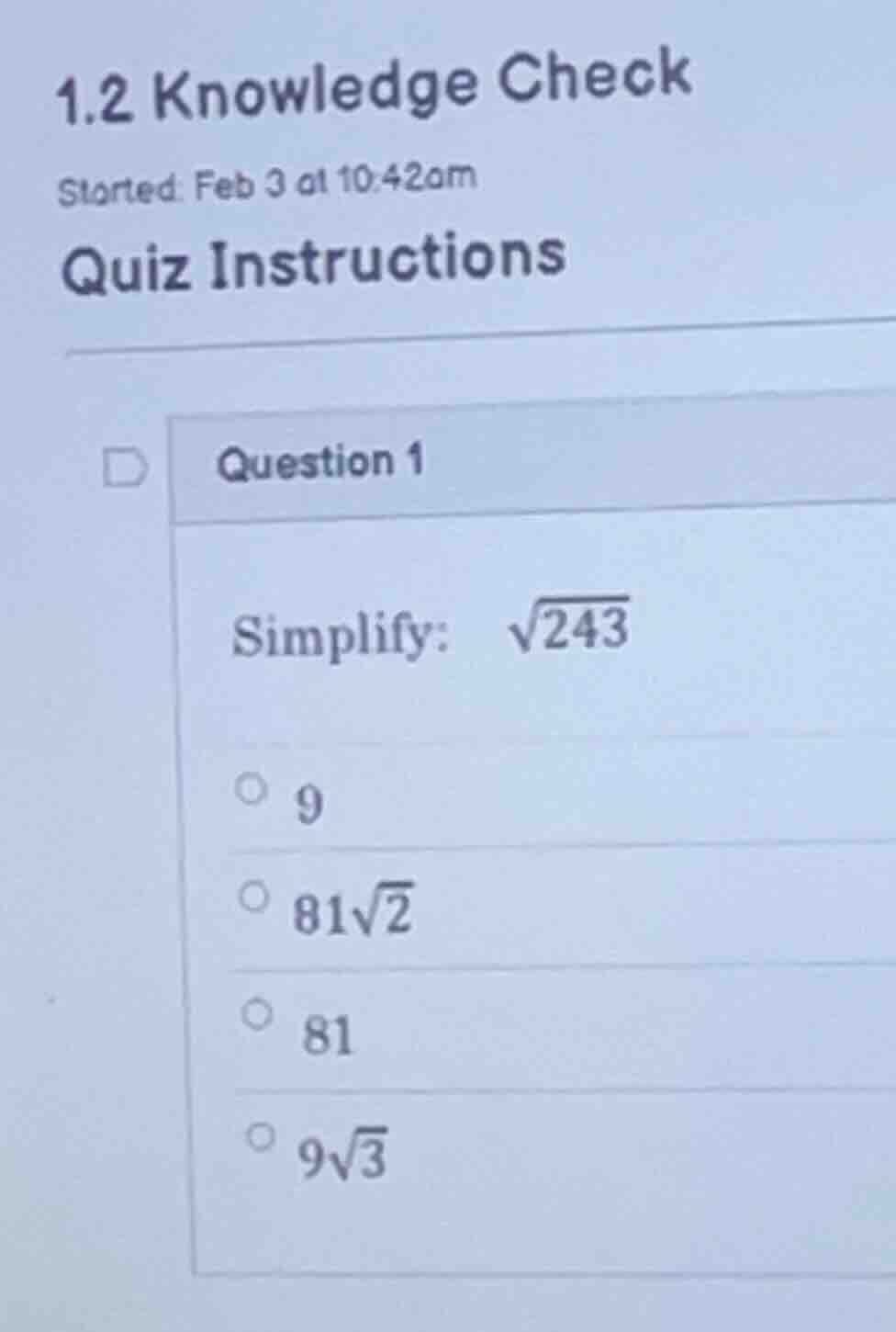 1.2 knowledge check started: feb 3 at 10:42am quiz instructions questio…