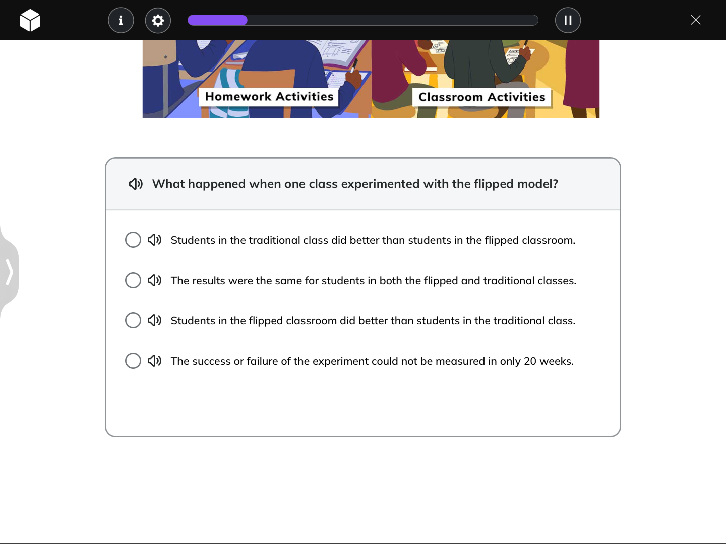what happened when one class experimented with the flipped model? stude…