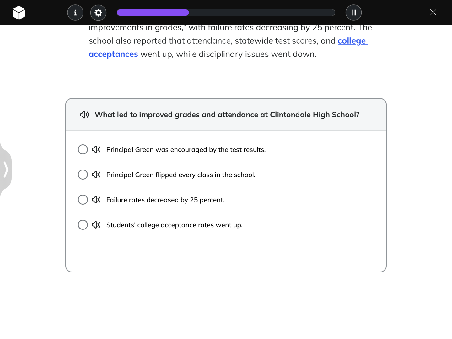 what led to improved grades and attendance at clintondale high school? …