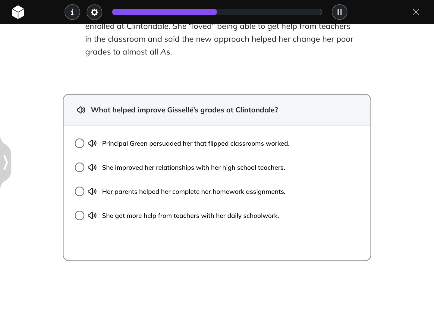 enrolled at clintondale. she \loved\ being able to get help from teache…