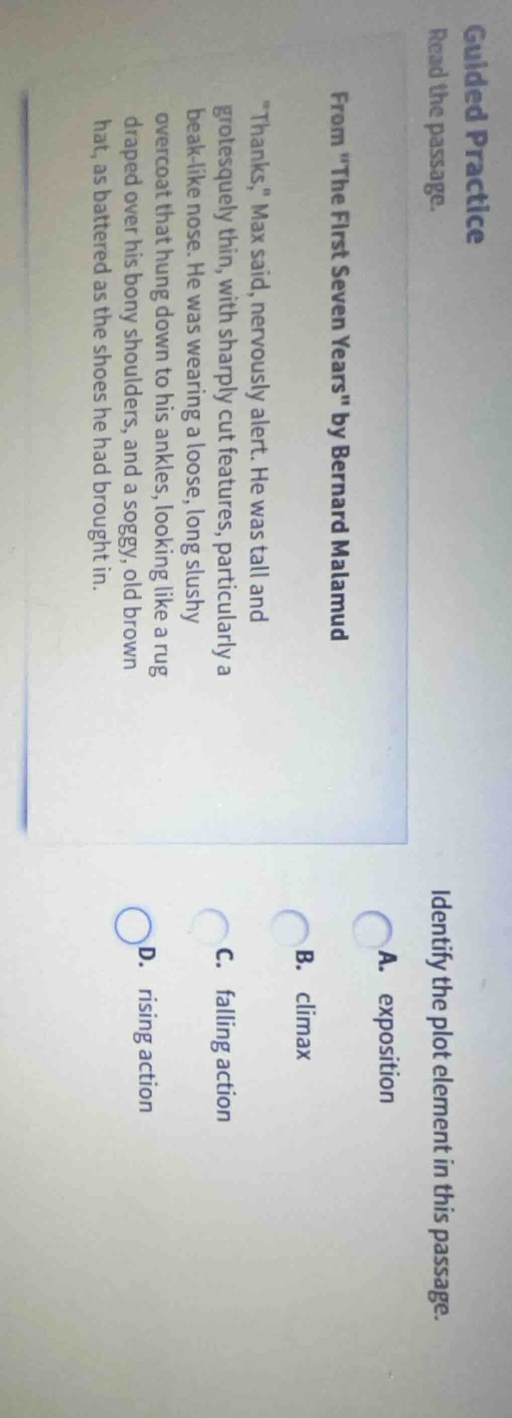 guided practice read the passage. from \the first seven years\ by berna…