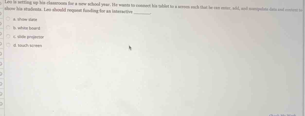 leo is setting up his classroom for a new school year. he wants to conn…