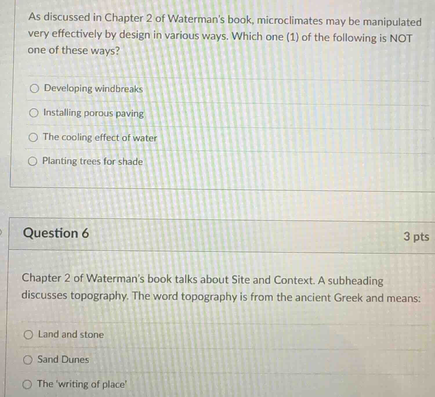 as discussed in chapter 2 of watermans book, microclimates may be manip…