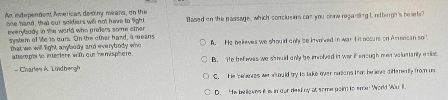 an independent american destiny means, on the one hand, that our soldie…
