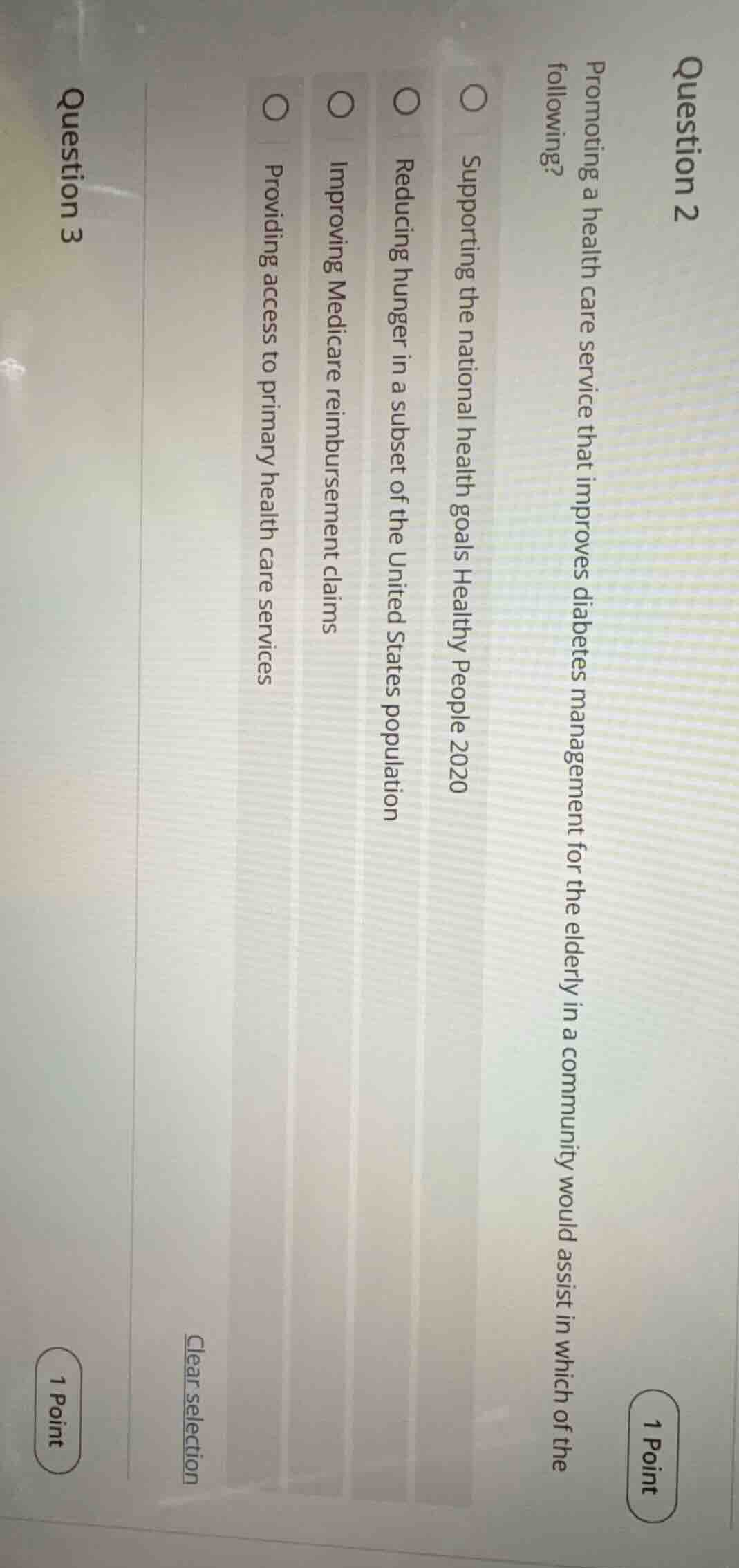 question 2 promoting a health care service that improves diabetes manag…