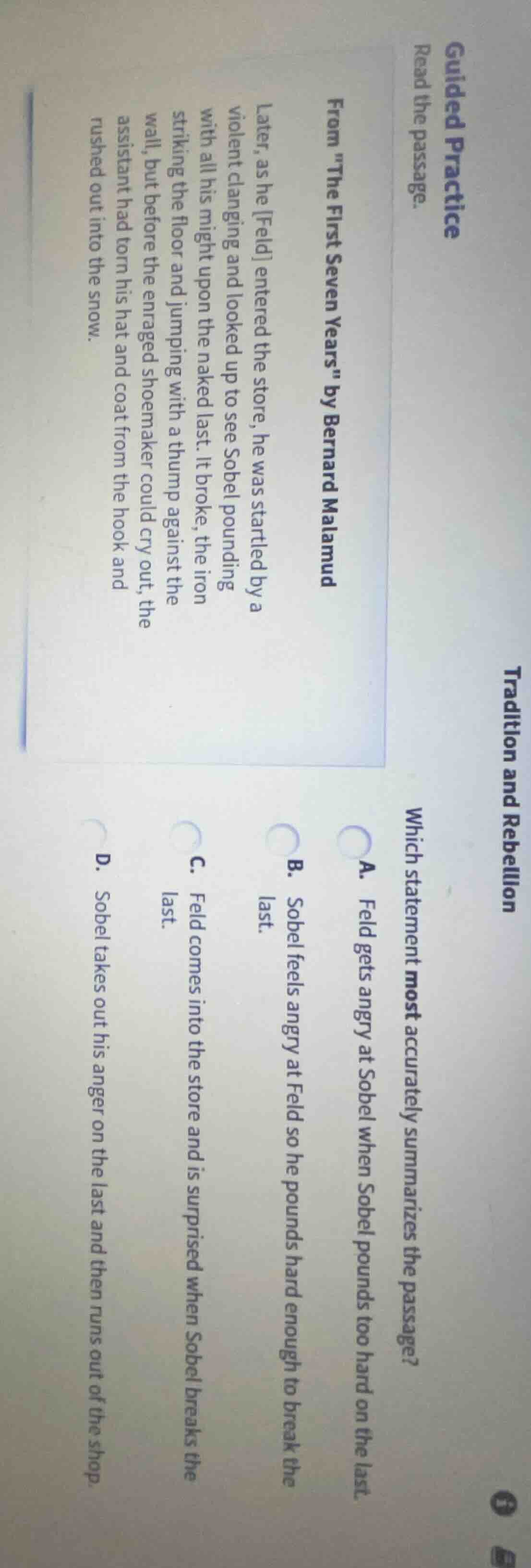 guided practice read the passage. from \the first seven years\ by berna…