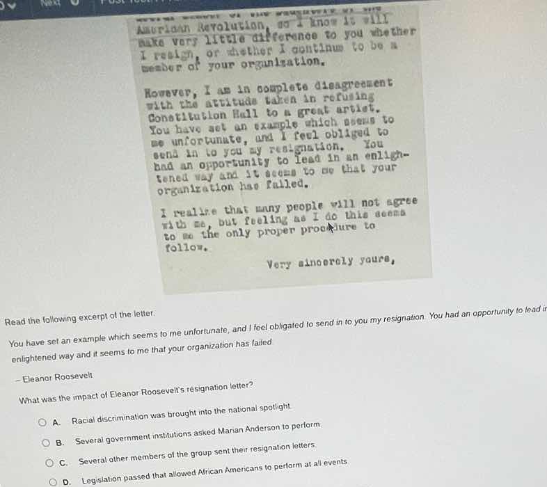 read the following excerpt of the letter: you have set an example which…