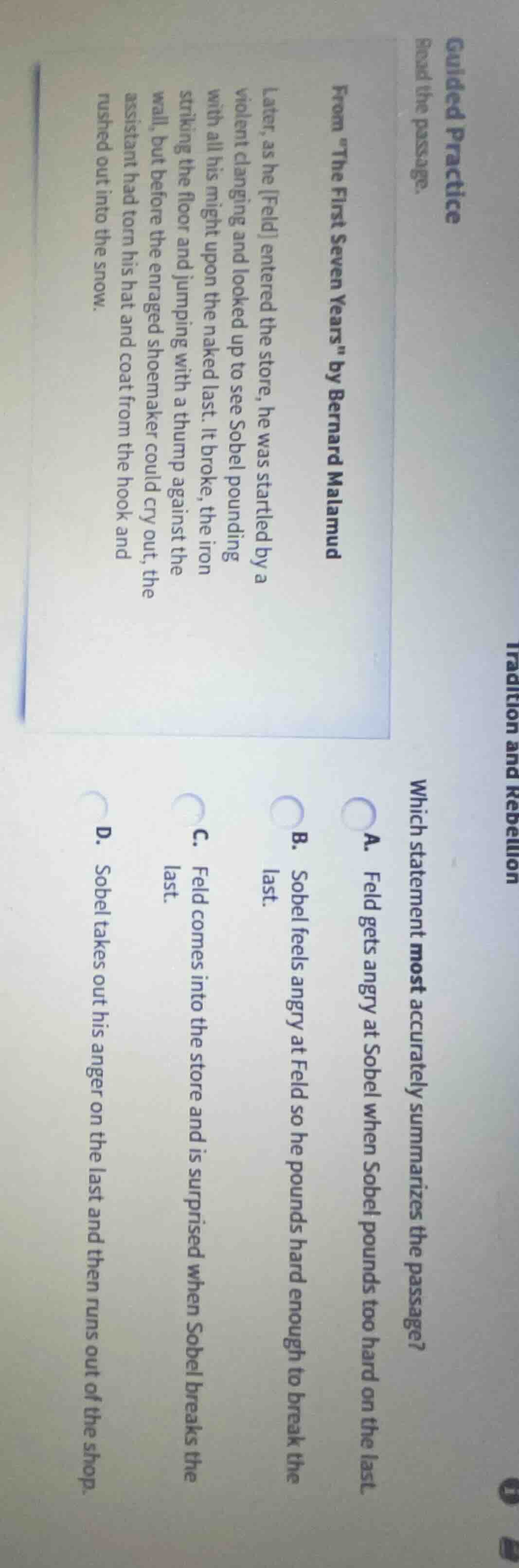 guided practice read the passage. from “the first seven years” by berna…