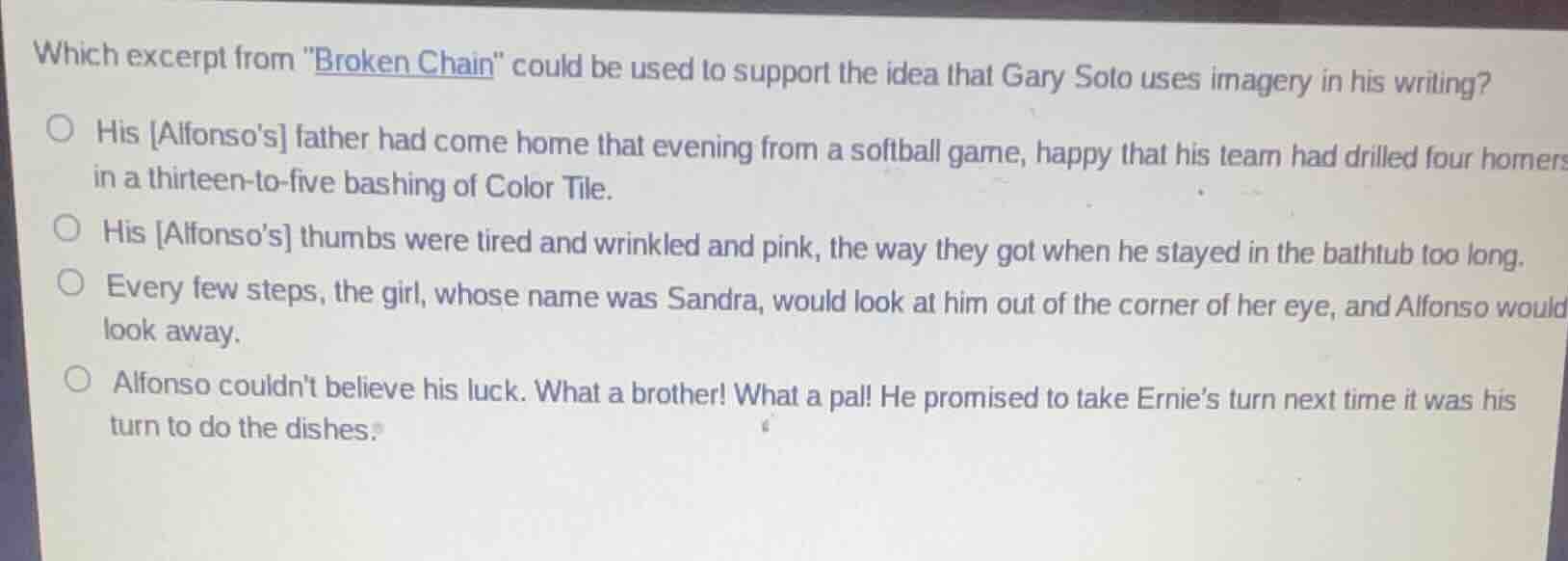 which excerpt from \broken chain\ could be used to support the idea tha…