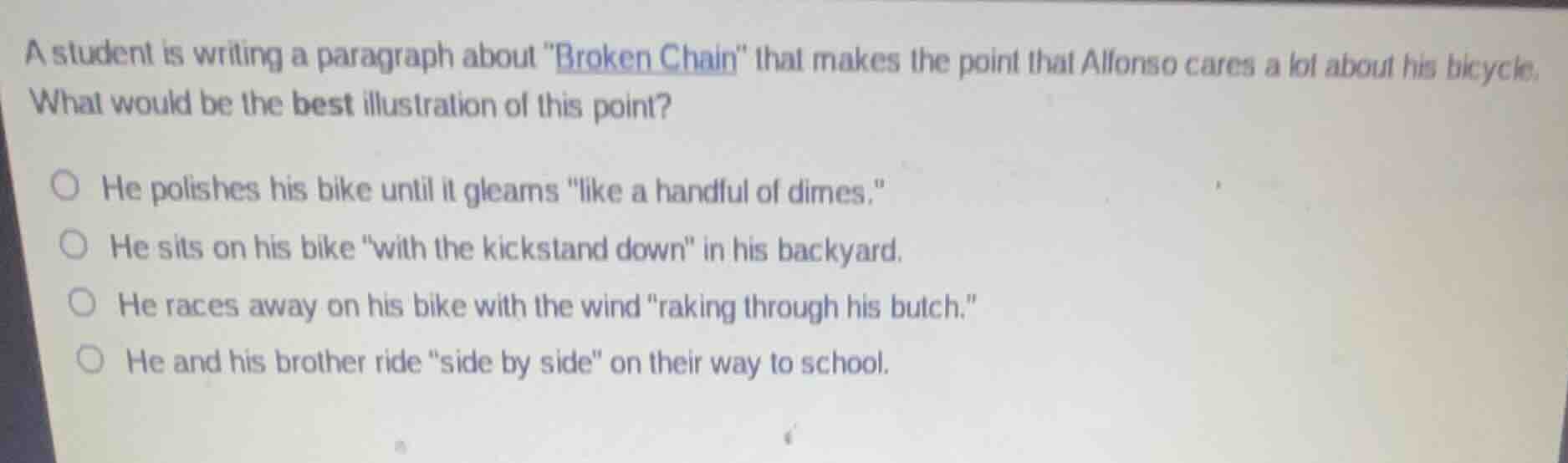 a student is writing a paragraph about \broken chain\ that makes the po…