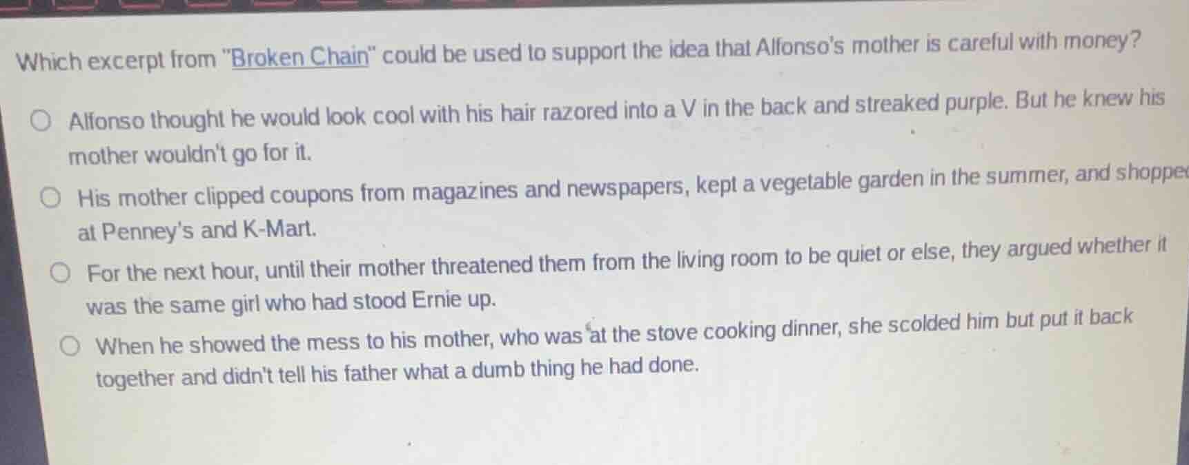 which excerpt from \broken chain\ could be used to support the idea tha…