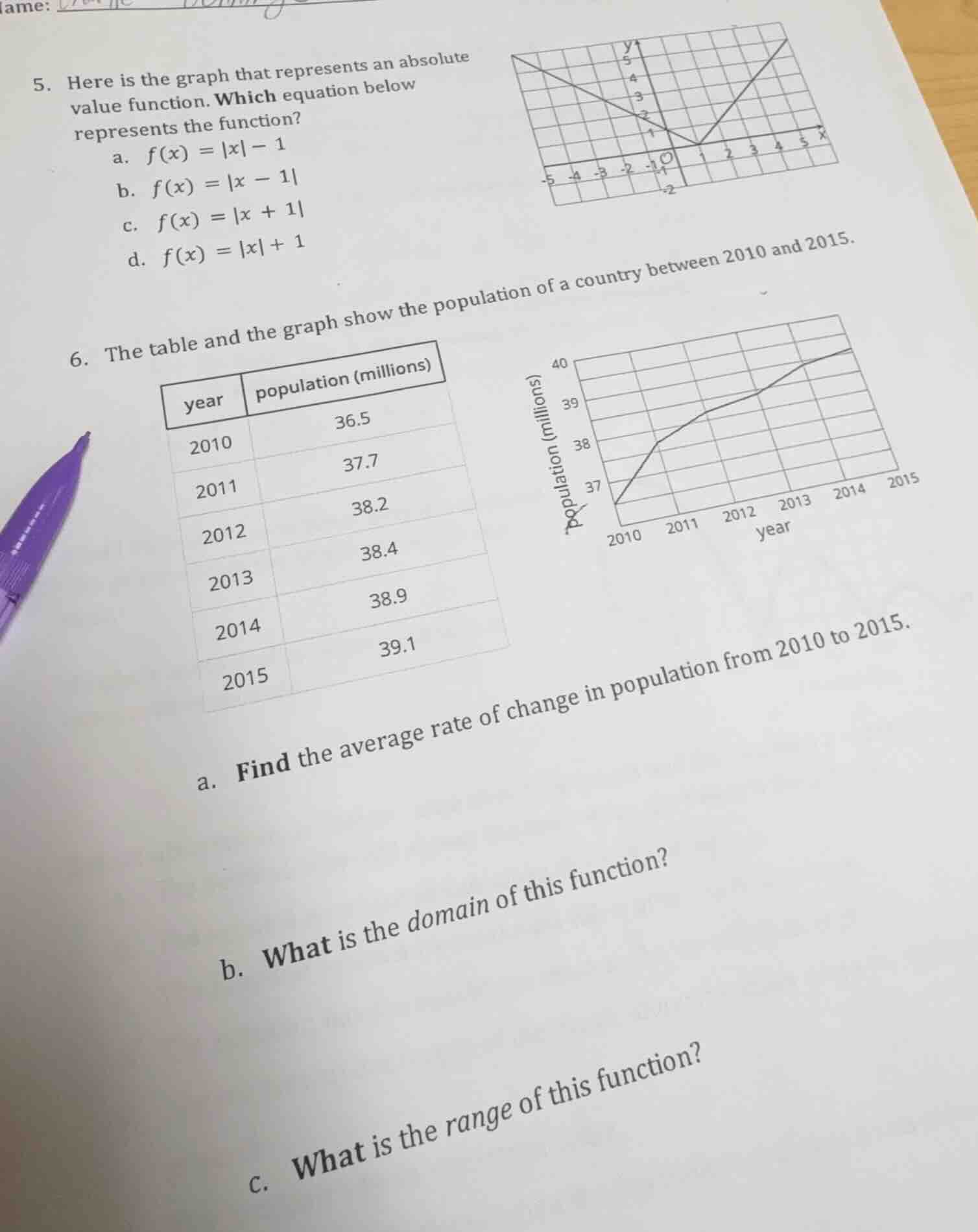 5. here is the graph that represents an absolute value function. which …
