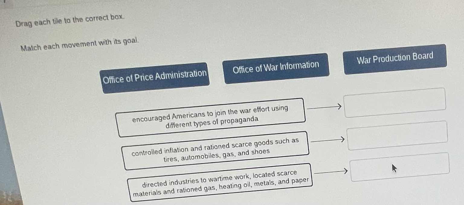 drag each tile to the correct box. match each movement with its goal. o…